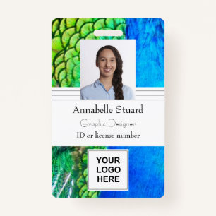 Peacock creative colourful artist company business ID badge
