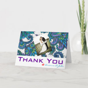 Peacock Damask THANK YOU Card