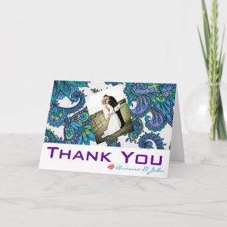 Peacock Damask THANK YOU Card