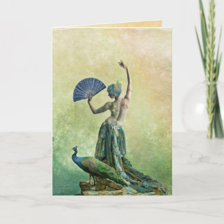 Peacock Dancer Greeting Card with Saying