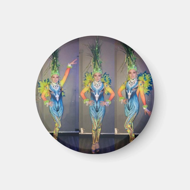 peacock dancer showgirl  T-Shirt Throw Pillow Magnet (Front)