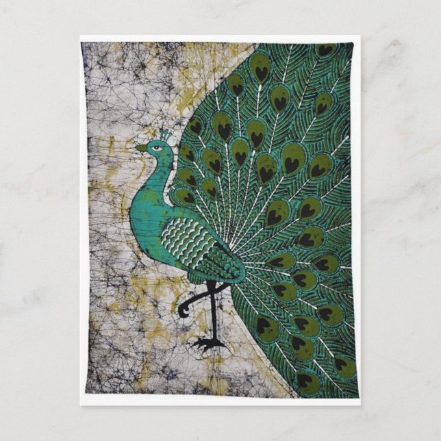 PEACOCK DESIGN  BATIK ART. POSTCARD (Front)