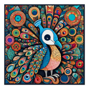 Peacock design, contemporary style, multicolored  poster