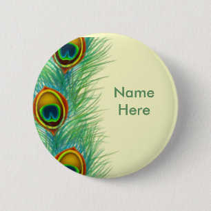Peacock Design Personalised Gifts 6 Cm Round Badge