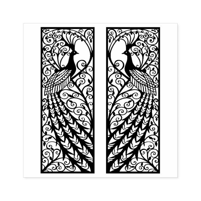 Peacock design rubber stamp (Imprint)