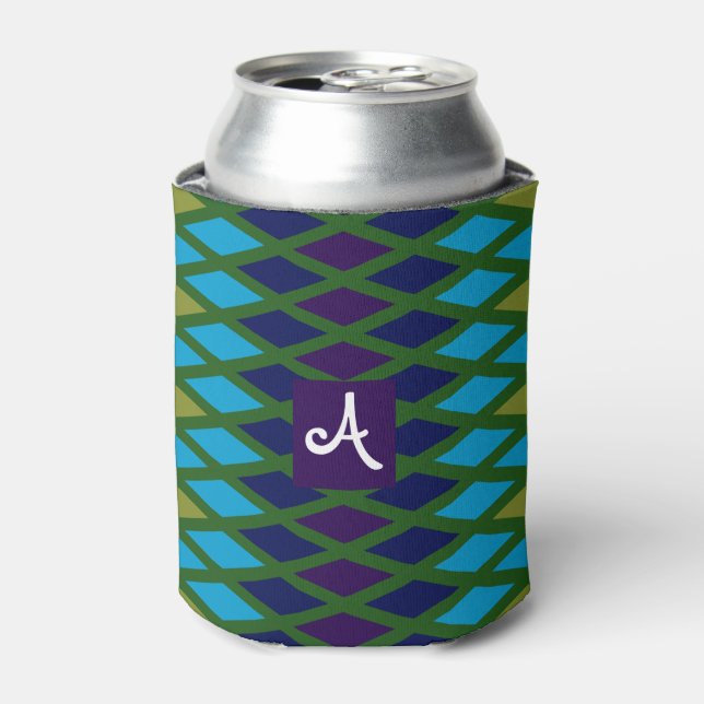 Peacock Diamond Monogram Can Cooler (Can Front)