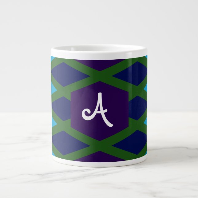 Peacock Diamond Monogram Large Coffee Mug (Front)