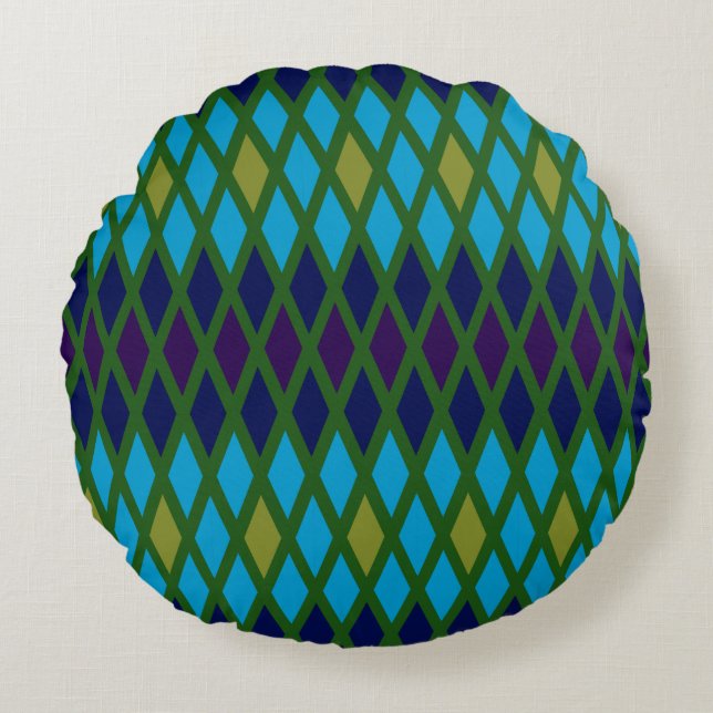 Peacock Diamond Round Cushion (Front)