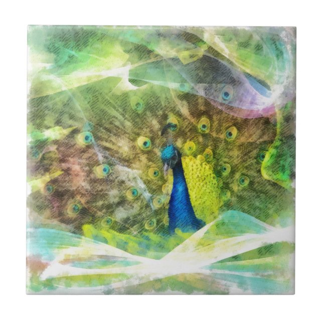 Peacock Digital Painting Tile (Front)