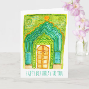Peacock Door Watercolor Jaipur City Palace Card
