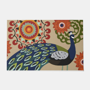 Peacock Doormat, Peacock Lover, Colourful Peacock Doormat