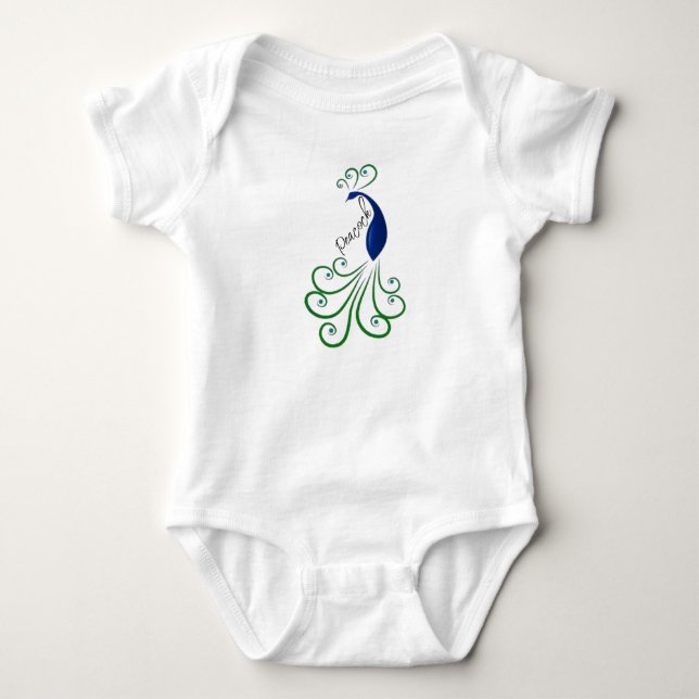 Peacock Drawing Baby Bodysuit (Front)