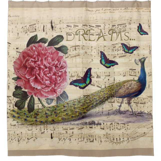 Peacock Dreams Shower Curtain (Front)