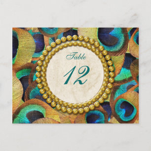 Peacock Dreams Table Number Postcard