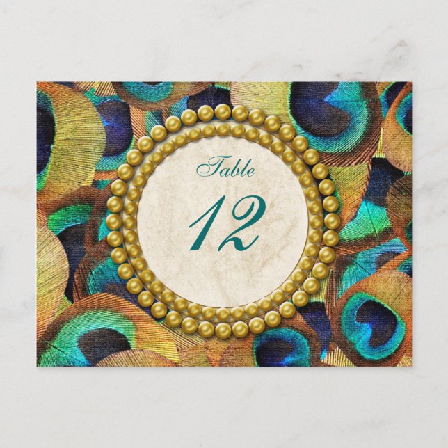 Peacock Dreams Table Number Postcard (Front)