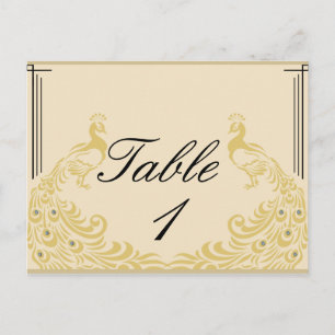 Peacock Elegance Art Deco Flair Table Number Postcard