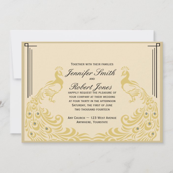 Peacock Elegance Art Deco Flair Wedding Invitation