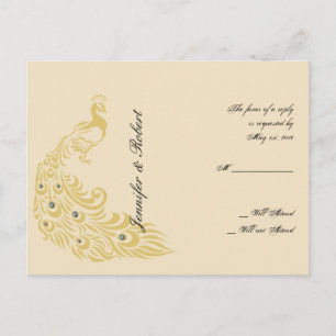 Peacock Elegance Art Deco RSVP Postcard