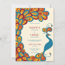 Peacock Elegance Multicolored Vintage Wedding