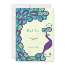 Peacock Elegance Vintage Wedding Thank You Card