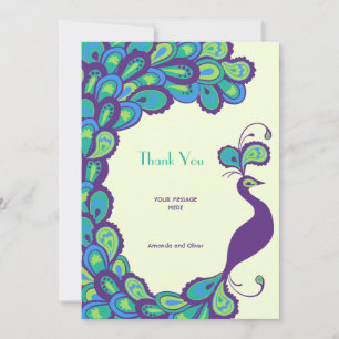 Peacock Elegance Vintage Wedding Thank You Card