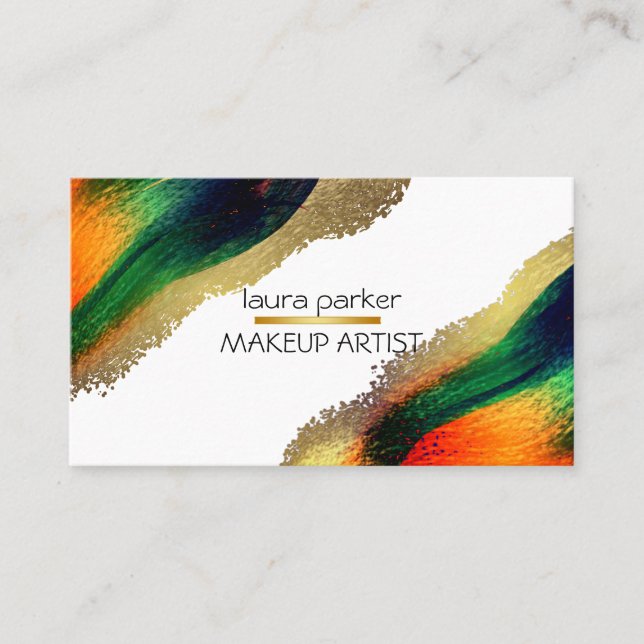 Peacock Elegant Abstract Gold Glitter Modern  Busi Business Card (Front)