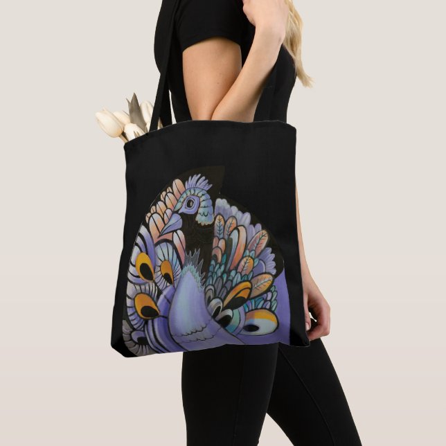 peacock elegant  tote bag (Close Up)