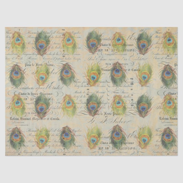 Peacock Ephemera Complimentry Decoupage Paper (Front)