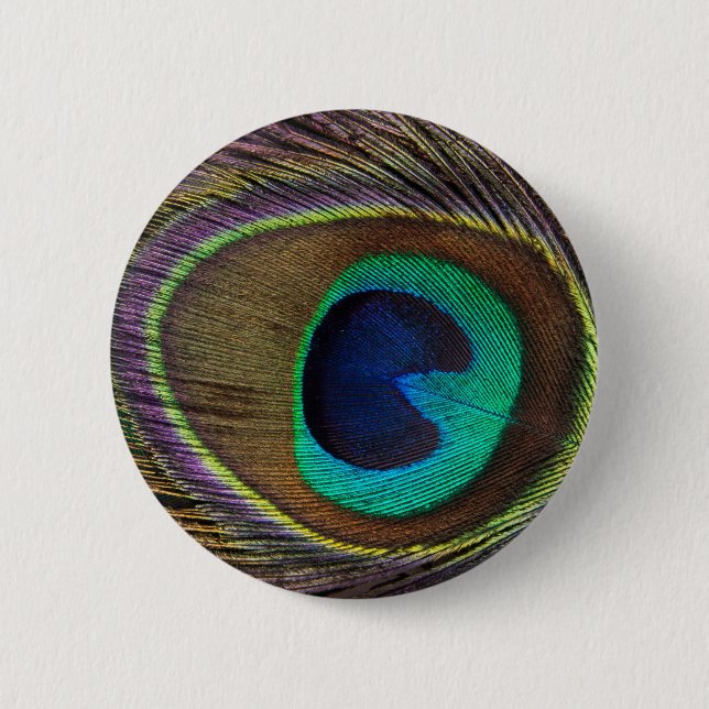 Peacock Eye Feather 6 Cm Round Badge (Front)