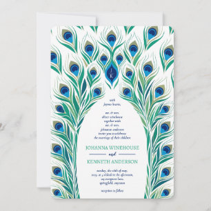 Peacock Eye Frame   Monogram Wedding  Invitation
