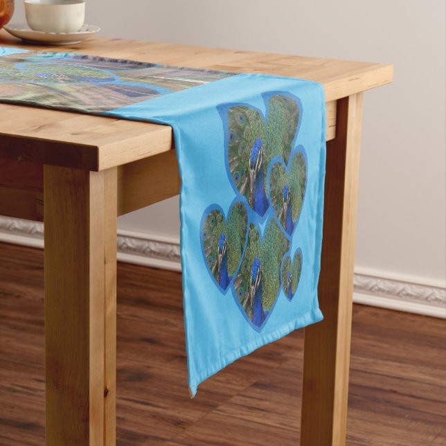 Peacock Faces with Feathers Pattern Table Runner (In Situ)