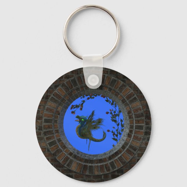 Peacock Fairy Dragon Key Ring (Front)