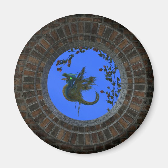 Peacock Fairy Dragon Magnet (Front)
