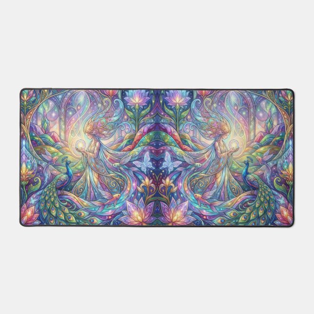 Peacock Fantasy Art Desk Mat  (Front)