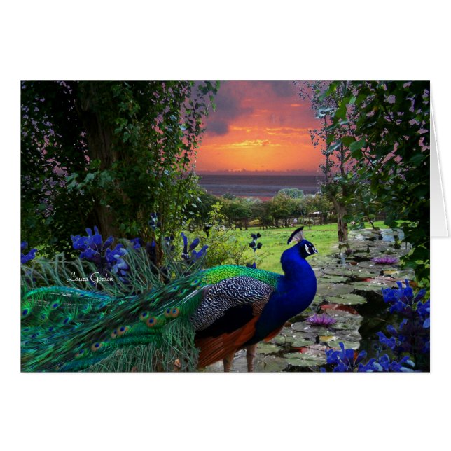 Peacock Fantasy Paradise Nature Landscape (Front Horizontal)