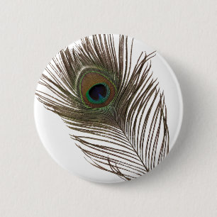 Peacock feather 6 cm round badge