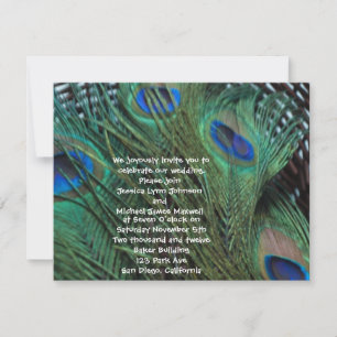 Peacock Feather and Basket Wedding Invitation