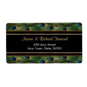 Peacock Feather and Black Address Label