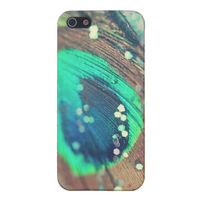 Peacock Feather and Glitter iPhone Case Case For The iPhone 5 (Back)