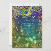 Peacock Feather Antique Vintage Gold Scroll Bokeh