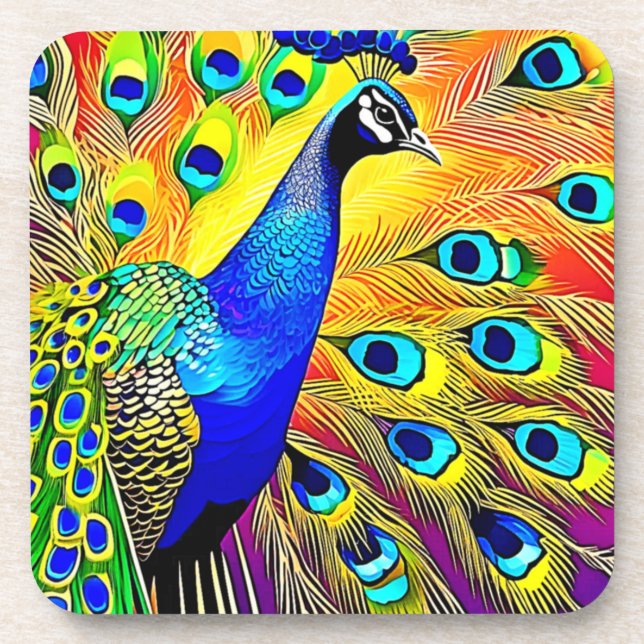 Peacock Feather Art Coaster (Front)