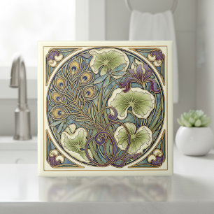 Peacock Feather Art Nouveau Pat#7 ID1193 Tile
