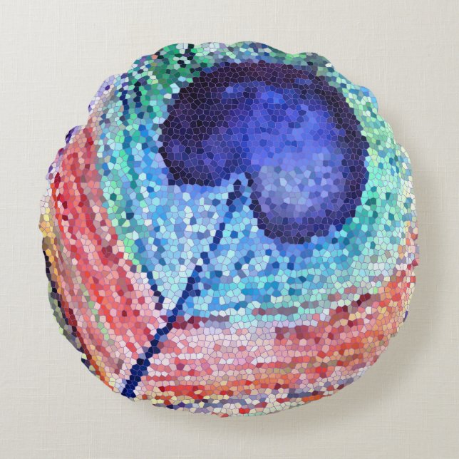 Peacock Feather Art  Round throw Cushion (Front)