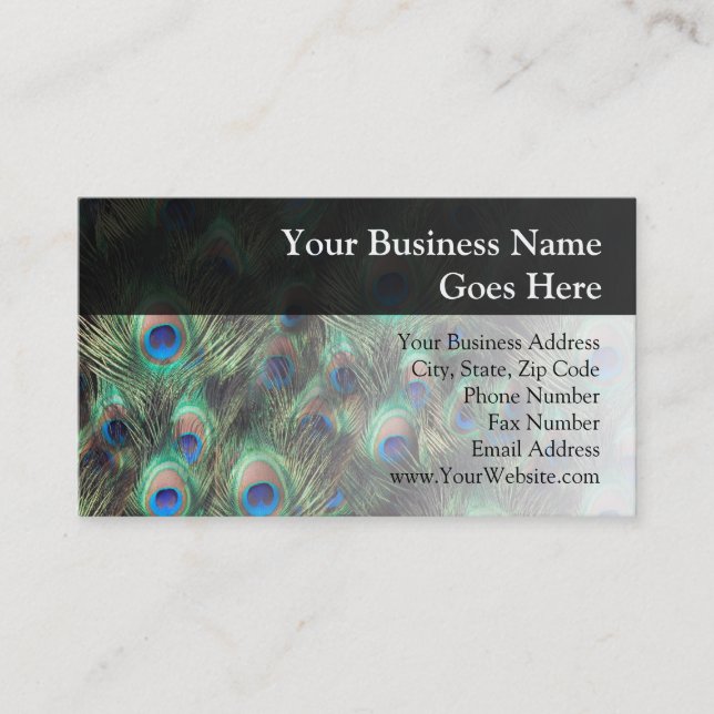 Peacock Feather Background Business Card (Front)