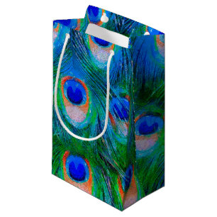 Peacock Feather Blue Small Gift Bag