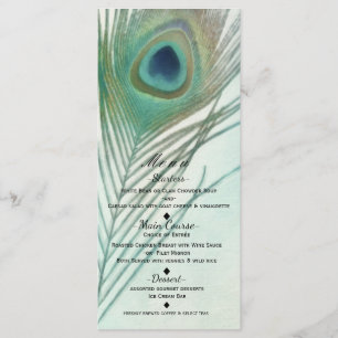Peacock Feather Boho Chic Watercolor Custom Menu