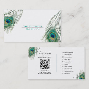 Peacock Feather Boho Elegant Business Card