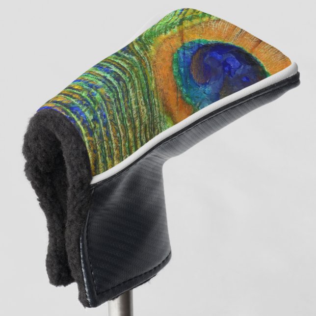 Peacock Feather Bold Art Golf Head Cover (3/4 Front)