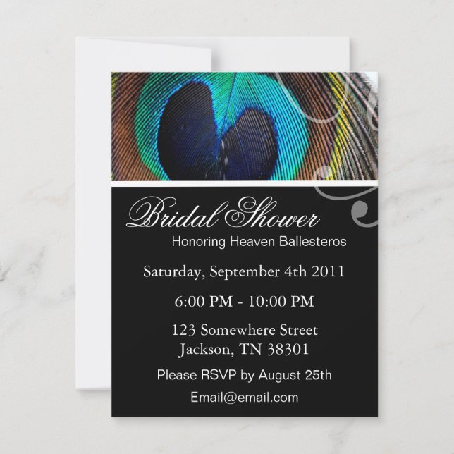 Peacock Feather Bridal Shower Invitations (Front)