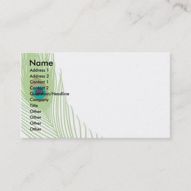 Peacock Feather Business Card (Front)